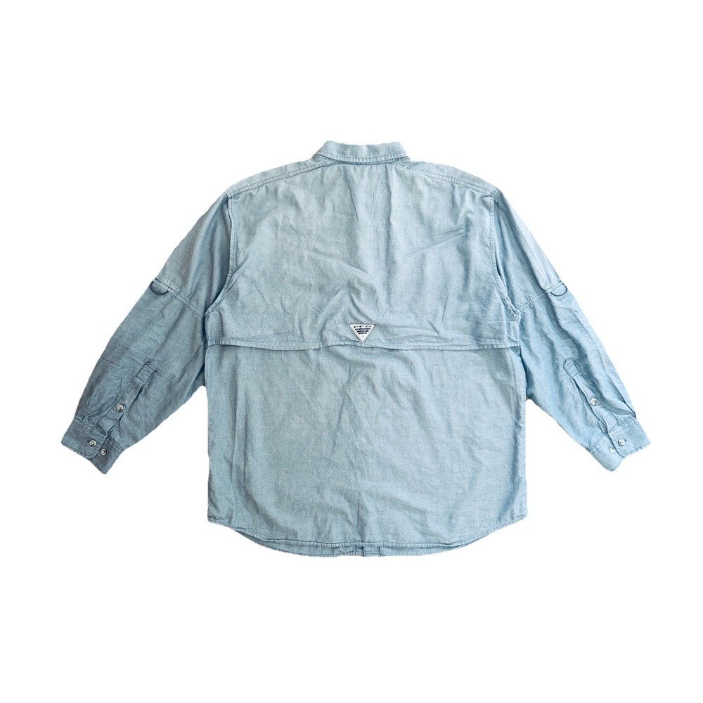 Columbia PFG Men's Blue Omni-Shade Cotton Long Sleeve Button-Down Shirt Size M - Picture 7 of 9